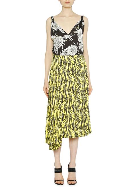 prada floral dress|prada banana print dresses.